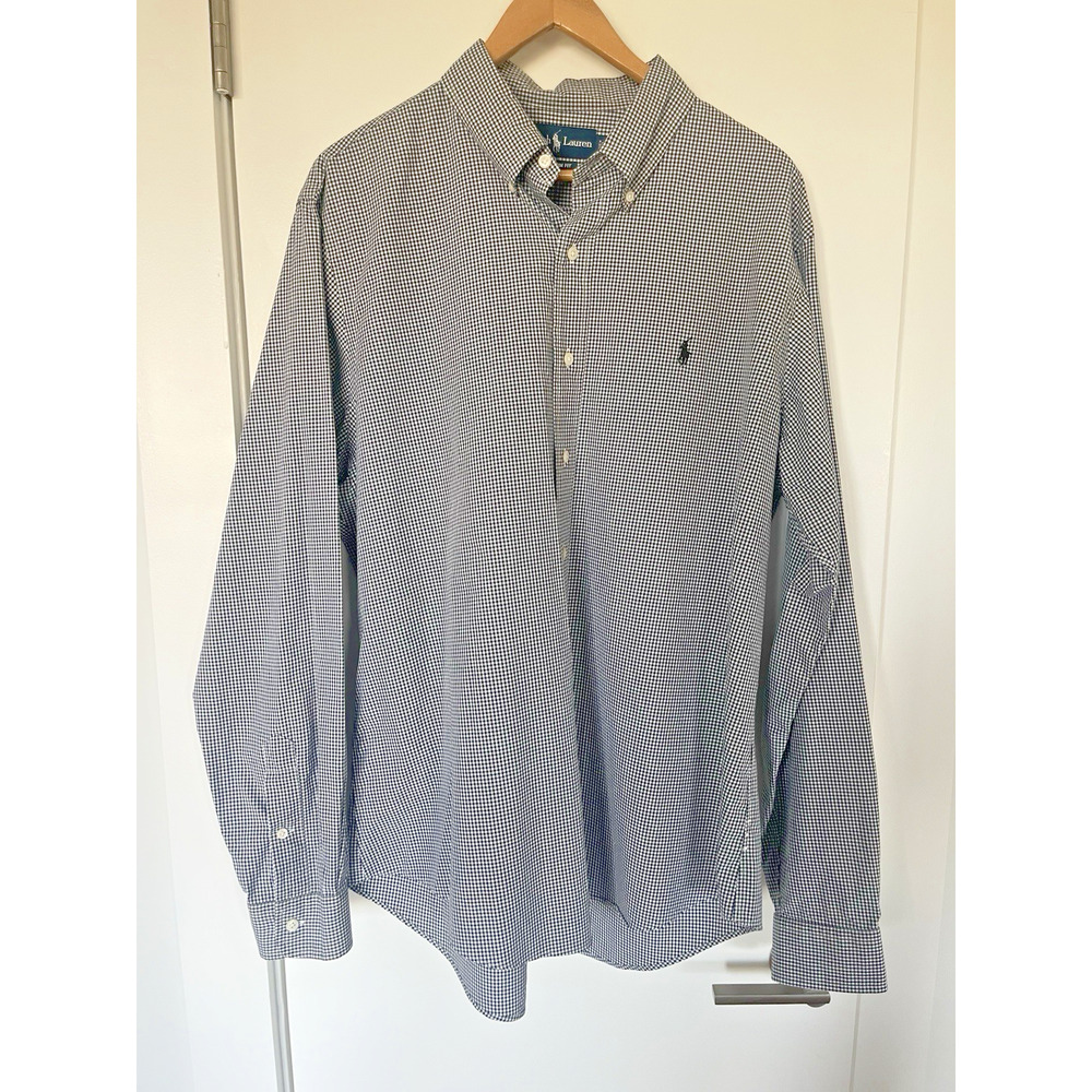 Polo Ralph Lauren Men's XL Custom Fit Black Gingham Pony Logo Button Down Shirt